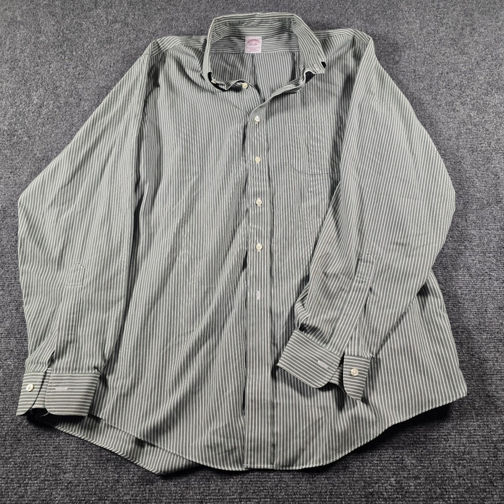 Brooks Brothers 1818 Men's 16.5-36 Green Stripe Dress Shirt Traditional Fit